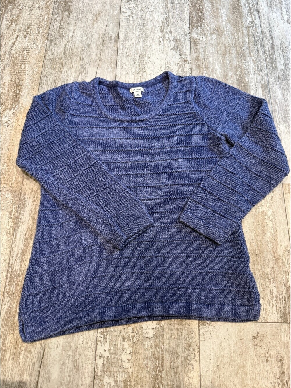 L.L.Bean M Blue Textured Knit Sweater Coastal Preppy